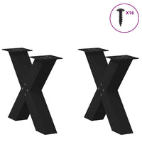 Kavos staliuko kojelės, X formos, 2 vnt., juodos, 50x(42 - 43) cm, plienas - Namų Idėja