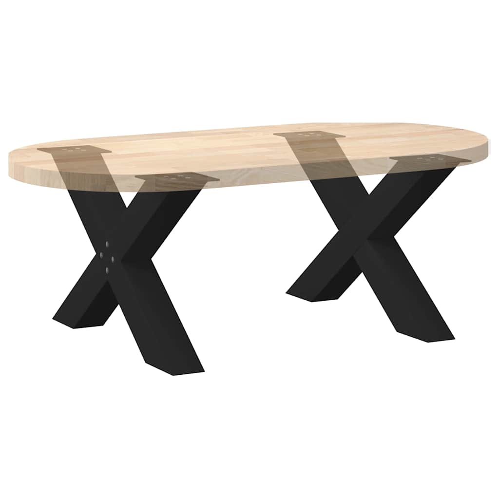 Kavos staliuko kojelės, X formos, 2 vnt., juodos, 70x(42 - 43) cm, plienas - Namų Idėja