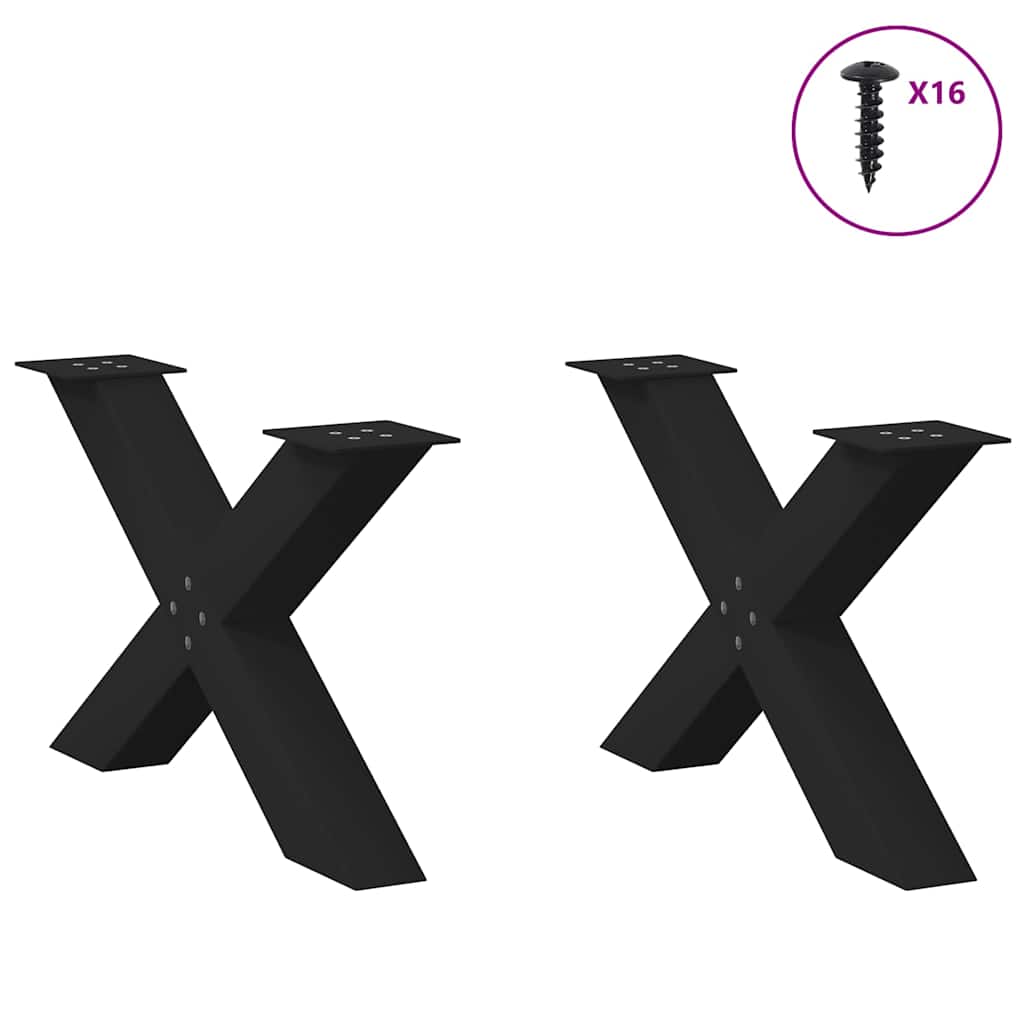 Kavos staliuko kojelės, X formos, 2 vnt., juodos, 70x(42 - 43) cm, plienas - Namų Idėja