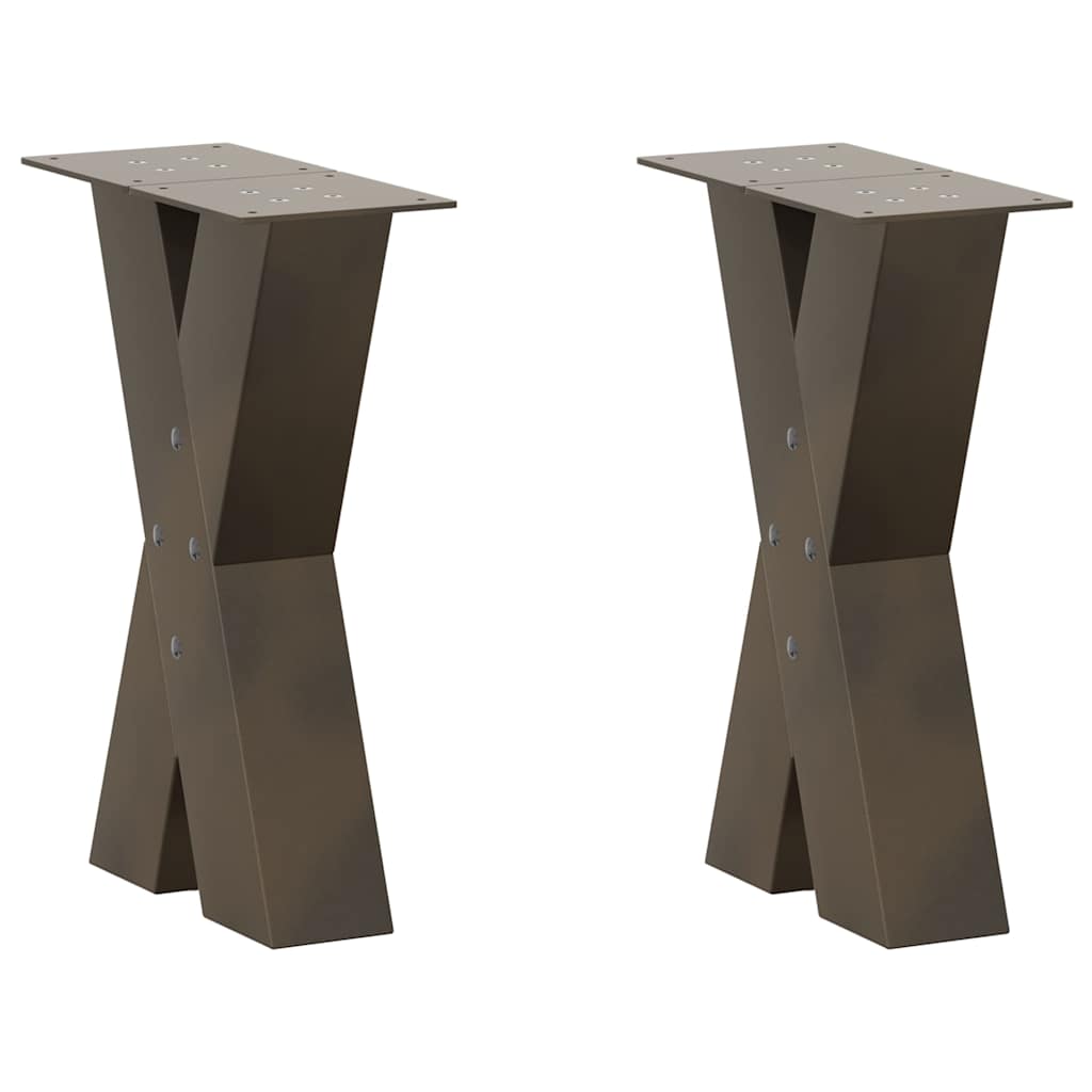 Kavos staliuko kojelės, X formos, 2 vnt., natūralus plienas, 28x(42 - 43) cm, plienas - Namų Idėja