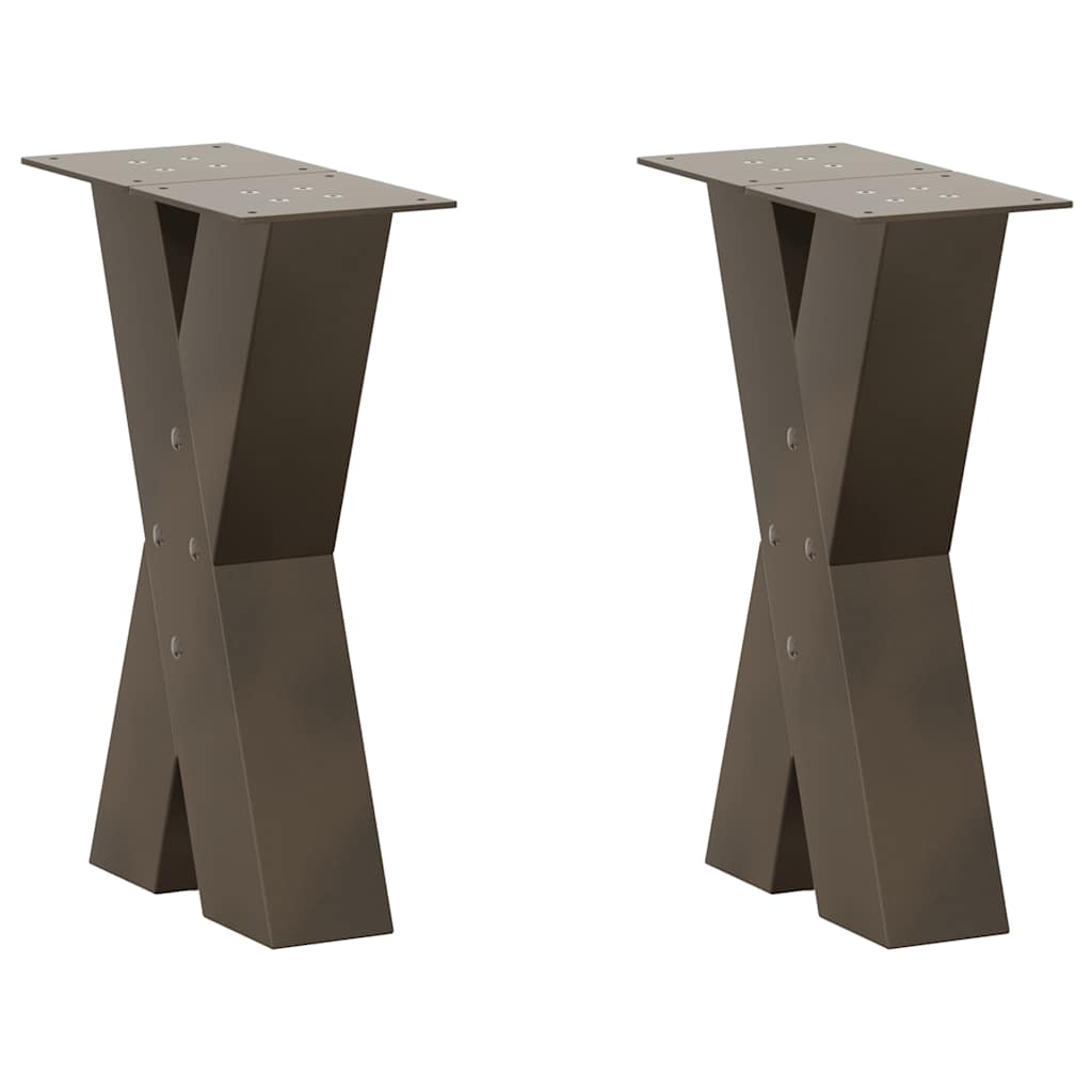 Kavos staliuko kojelės, X formos, 2 vnt., natūralus plienas, 38x(42 - 43) cm, plienas - Namų Idėja