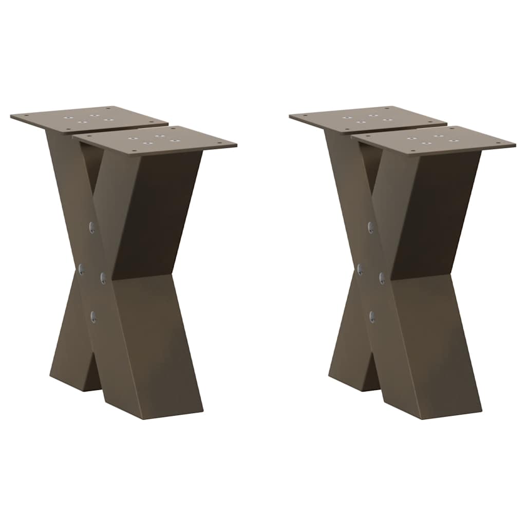 Kavos staliuko kojelės, X formos, 2 vnt., natūralus plienas, 40x(30 - 31) cm, plienas - Namų Idėja