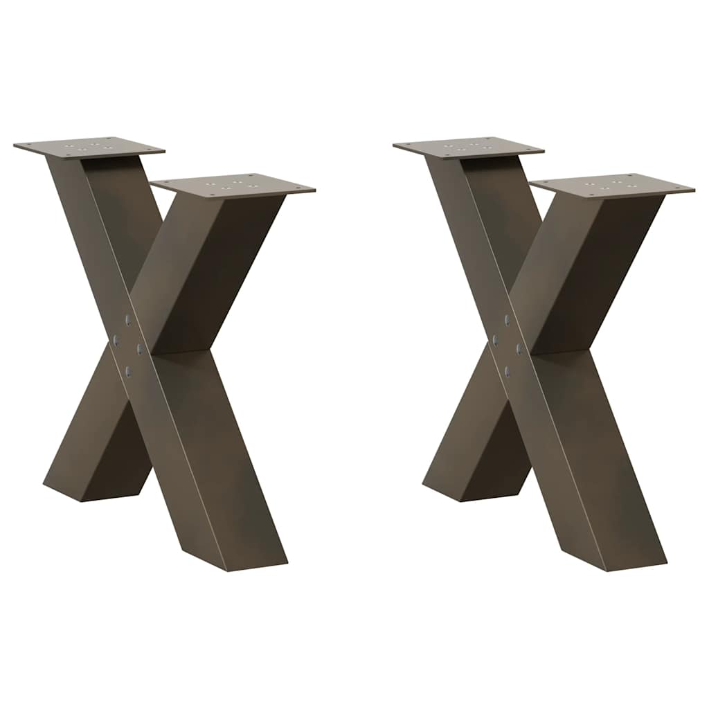 Kavos staliuko kojelės, X formos, 2 vnt., natūralus plienas, 50x(42 - 43) cm, plienas - Namų Idėja