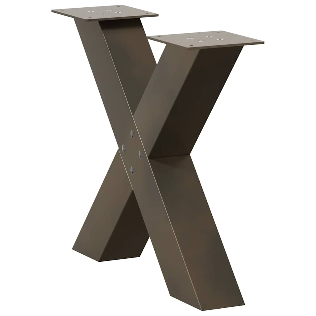 Kavos staliuko kojelės, X formos, 2 vnt., natūralus plienas, 50x(42 - 43) cm, plienas - Namų Idėja