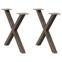 Kavos staliuko kojelės, X formos, 2 vnt., natūralus plienas, 50x(42 - 43) cm, plienas - Namų Idėja