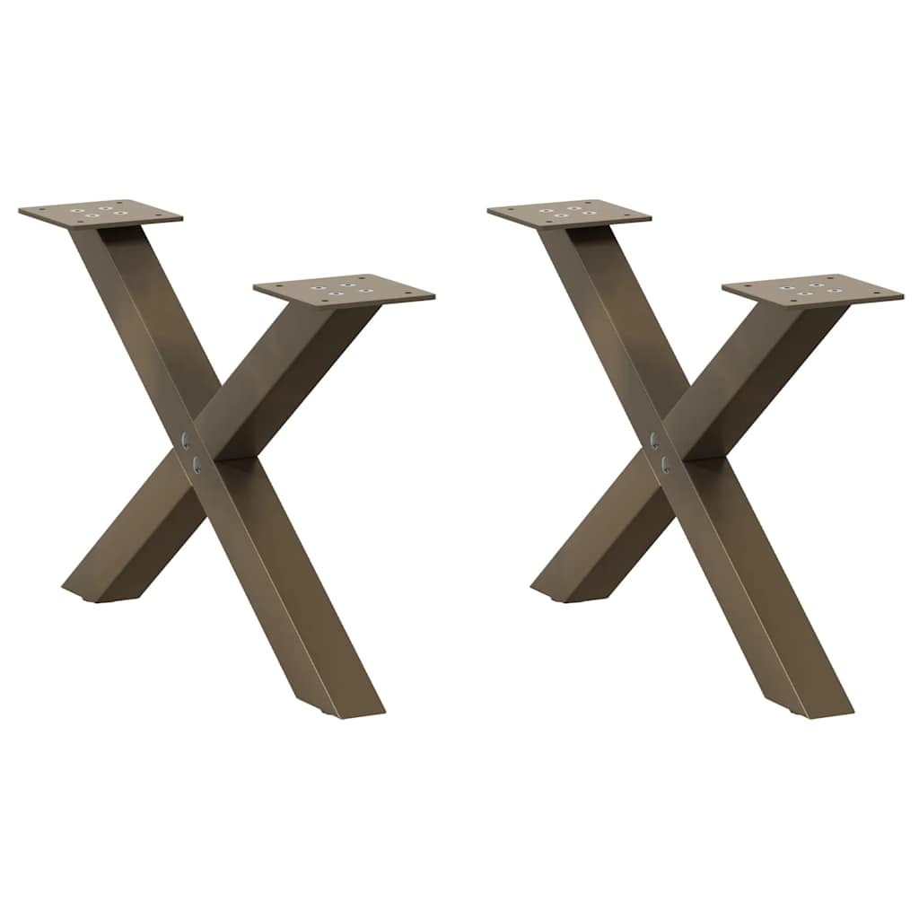 Kavos staliuko kojelės, X formos, 2 vnt., natūralus plienas, 60x(30 - 31) cm, plienas - Namų Idėja