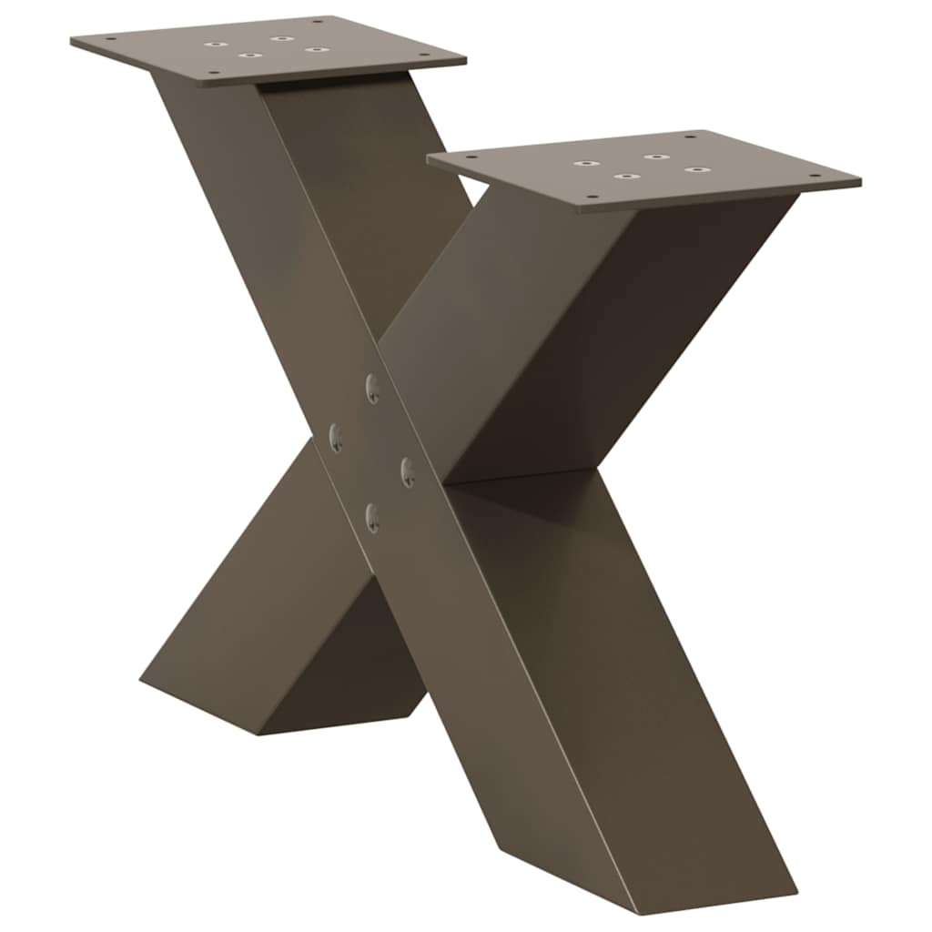 Kavos staliuko kojelės, X formos, 2 vnt., natūralus plienas, 60x(30 - 31) cm, plienas - Namų Idėja