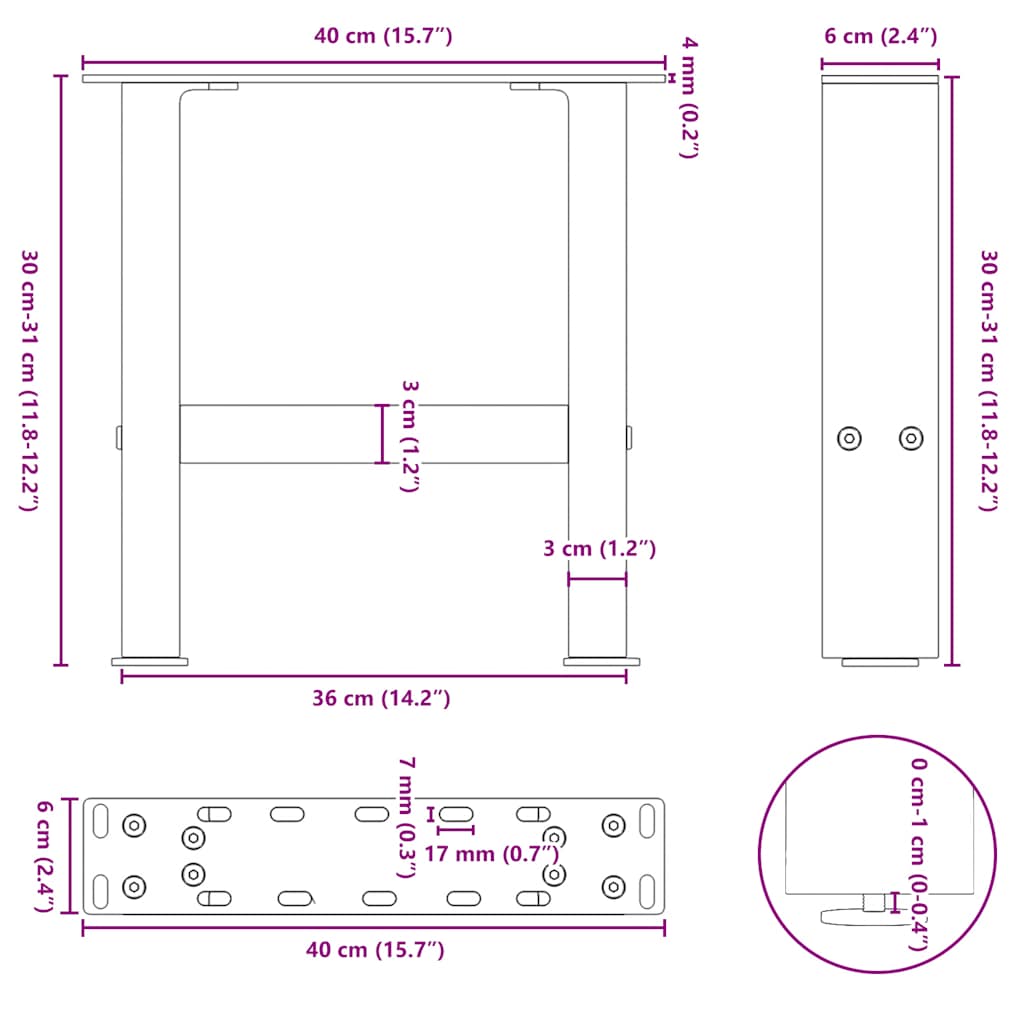 Kavos staliuko kojos, antracito spalvos, 2 vnt., 40x(30 - 31) cm, plienas - Namų Idėja
