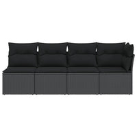 Keturvietė sodo sofa su pagalvėlėmis, juoda, poliratanas - Namų Idėja