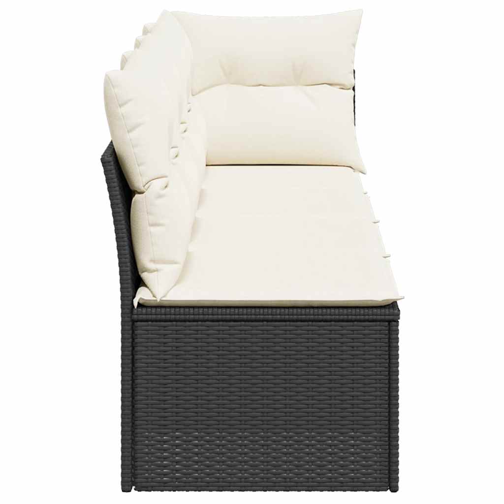 Keturvietė sodo sofa su pagalvėlėmis, juoda, poliratanas - Namų Idėja