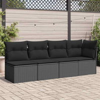 Keturvietė sodo sofa su pagalvėlėmis, juoda, poliratanas - Namų Idėja