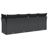 Keturvietė sodo sofa su pagalvėlėmis, juoda, poliratanas - Namų Idėja