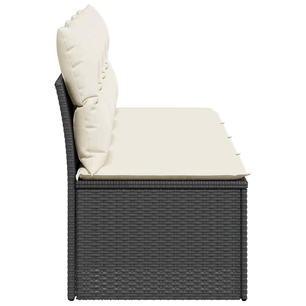 Keturvietė sodo sofa su pagalvėlėmis, juoda, poliratanas - Namų Idėja
