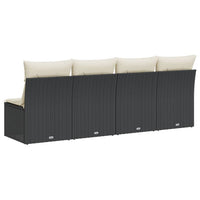 Keturvietė sodo sofa su pagalvėlėmis, juoda, poliratanas - Namų Idėja