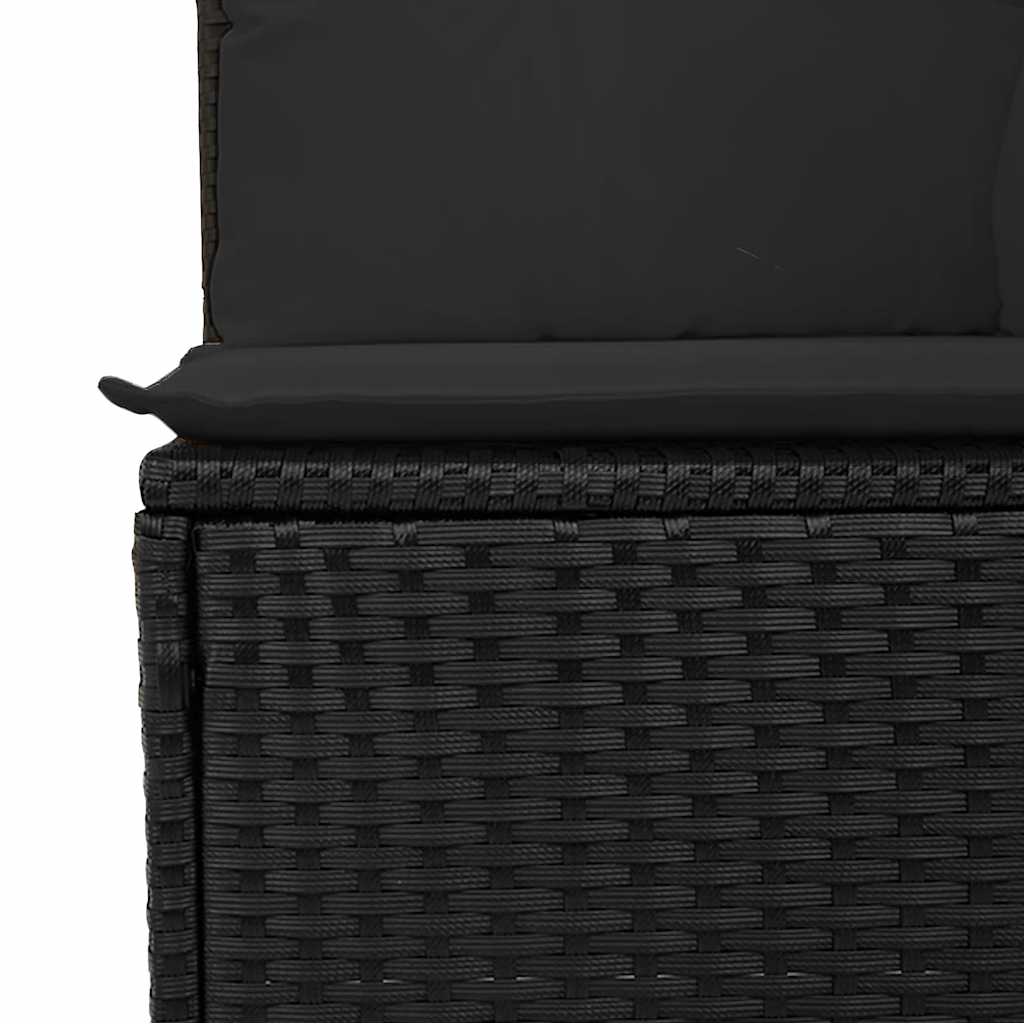 Keturvietė sodo sofa su pagalvėlėmis, juoda, poliratanas - Namų Idėja