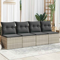 Keturvietė sodo sofa su pagalvėlėmis, pilka, poliratanas - Namų Idėja
