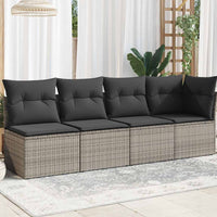 Keturvietė sodo sofa su pagalvėlėmis, pilka, poliratanas - Namų Idėja