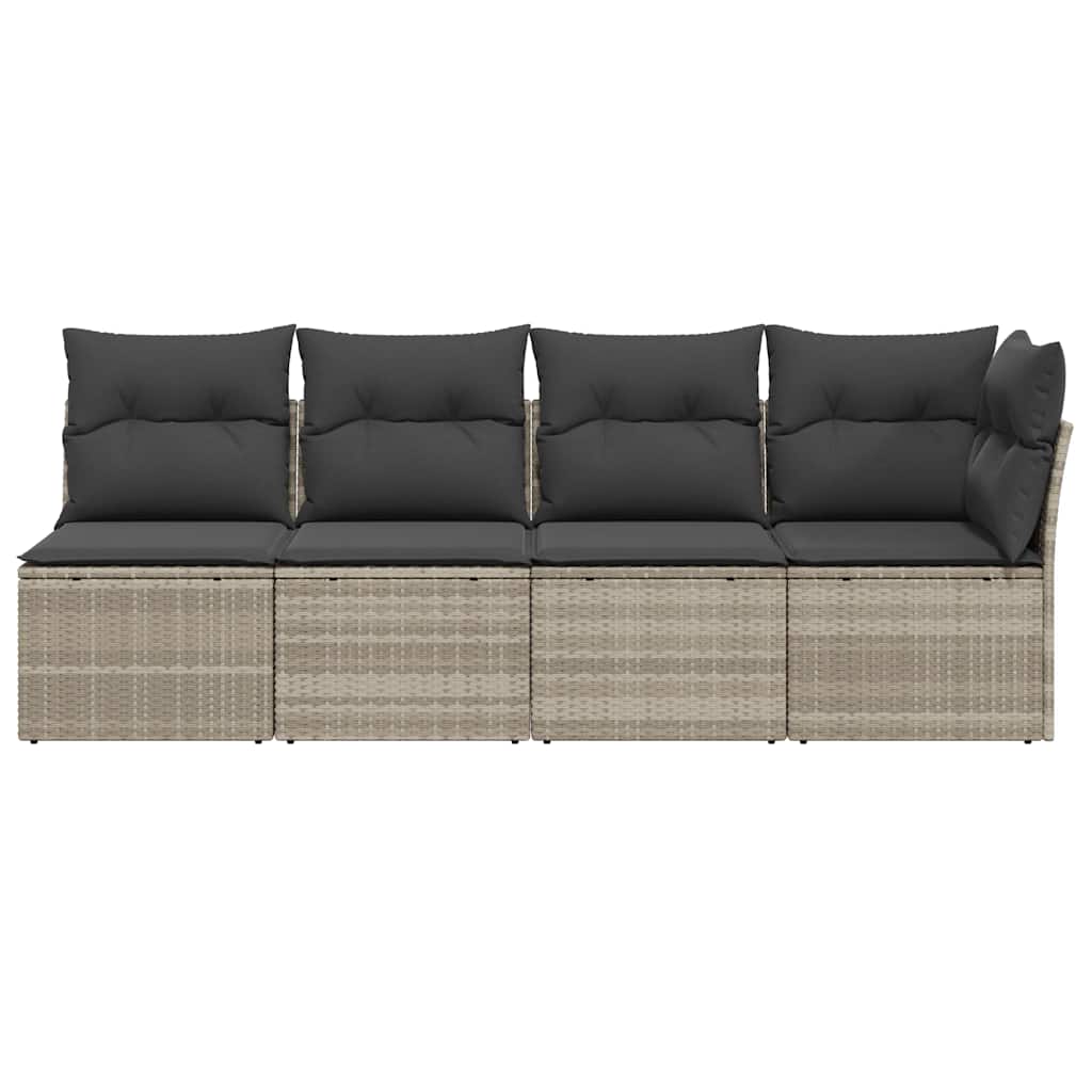 Keturvietė sodo sofa su pagalvėlėmis, pilka, poliratanas - Namų Idėja