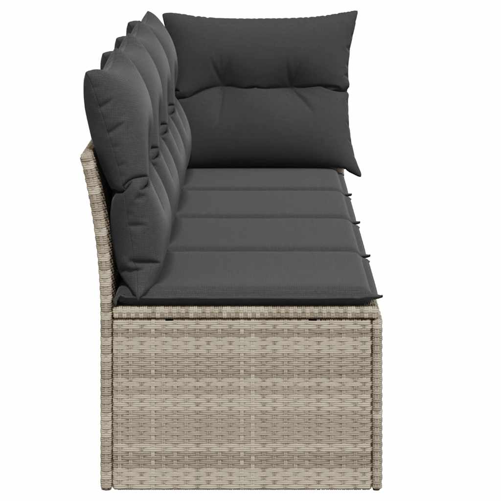 Keturvietė sodo sofa su pagalvėlėmis, pilka, poliratanas - Namų Idėja