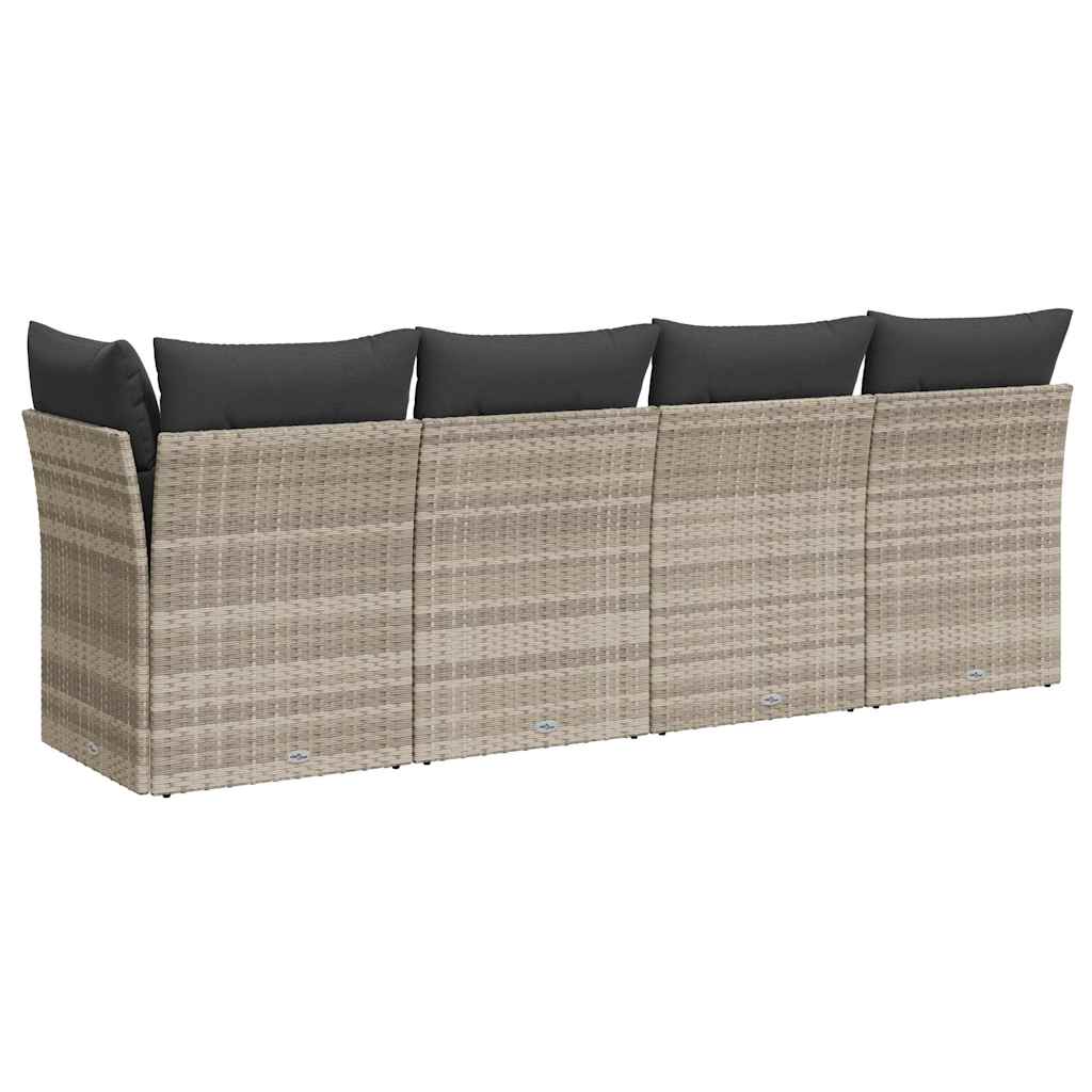 Keturvietė sodo sofa su pagalvėlėmis, pilka, poliratanas - Namų Idėja
