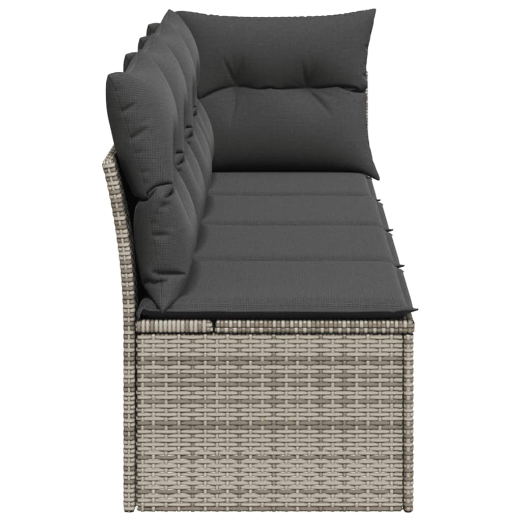 Keturvietė sodo sofa su pagalvėlėmis, pilka, poliratanas - Namų Idėja