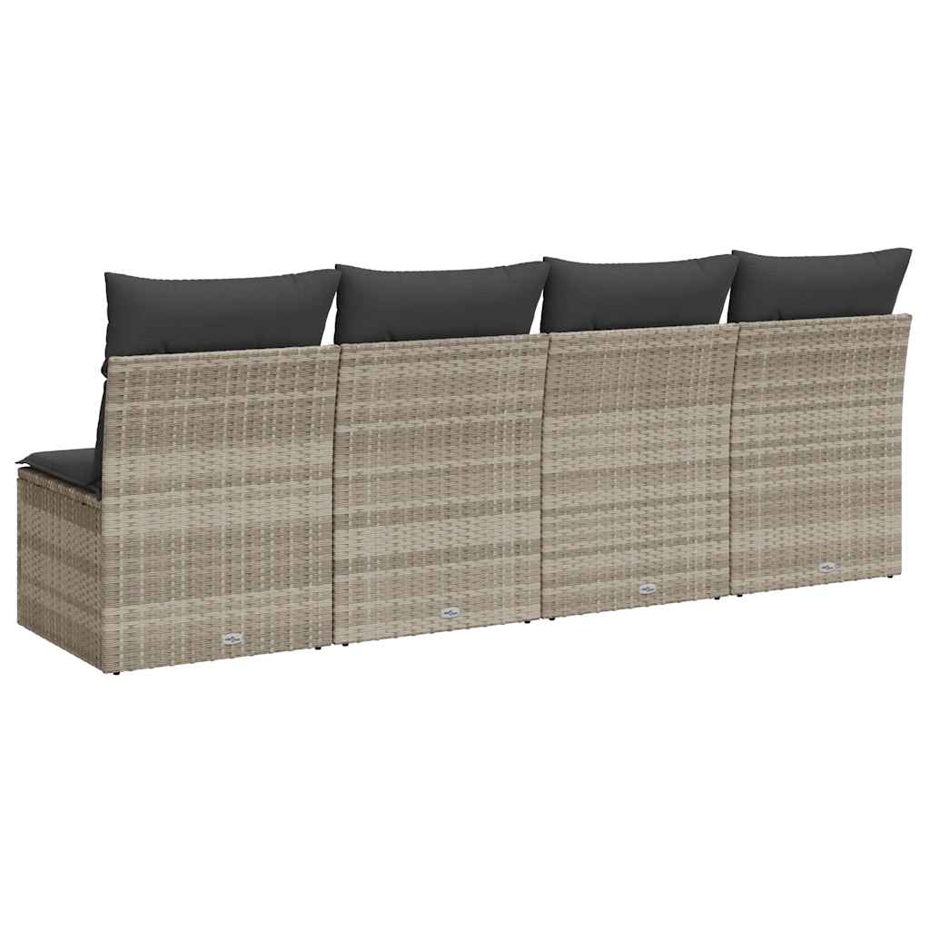 Keturvietė sodo sofa su pagalvėlėmis, pilka, poliratanas - Namų Idėja