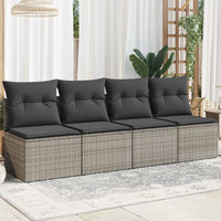 Keturvietė sodo sofa su pagalvėlėmis, pilka, poliratanas - Namų Idėja