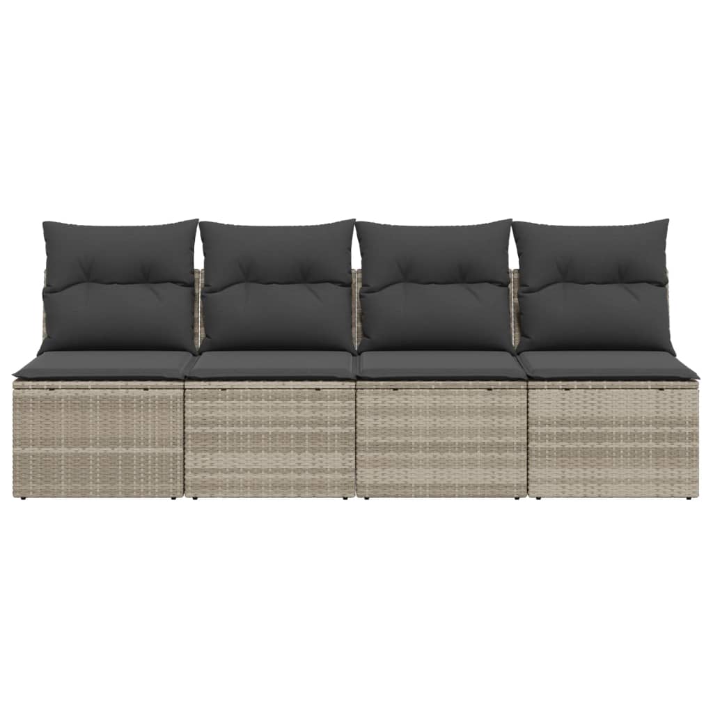 Keturvietė sodo sofa su pagalvėlėmis, pilka, poliratanas - Namų Idėja