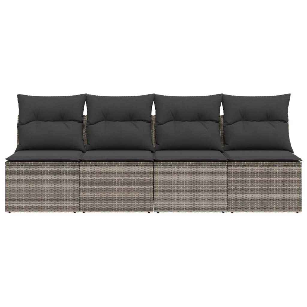 Keturvietė sodo sofa su pagalvėlėmis, pilka, poliratanas - Namų Idėja