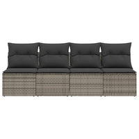 Keturvietė sodo sofa su pagalvėlėmis, pilka, poliratanas - Namų Idėja