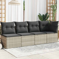 Keturvietė sodo sofa su pagalvėlėmis, pilka, poliratanas - Namų Idėja