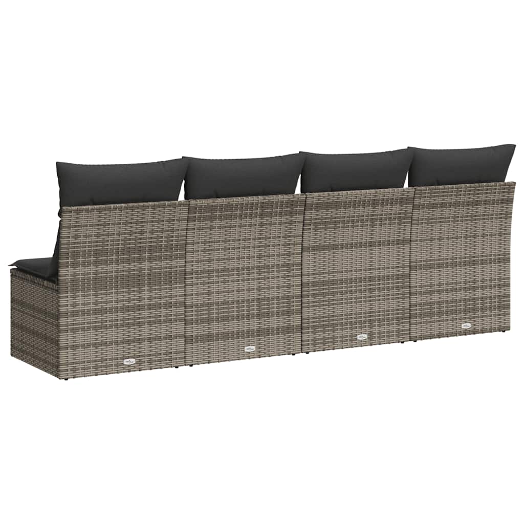 Keturvietė sodo sofa su pagalvėlėmis, pilka, poliratanas - Namų Idėja
