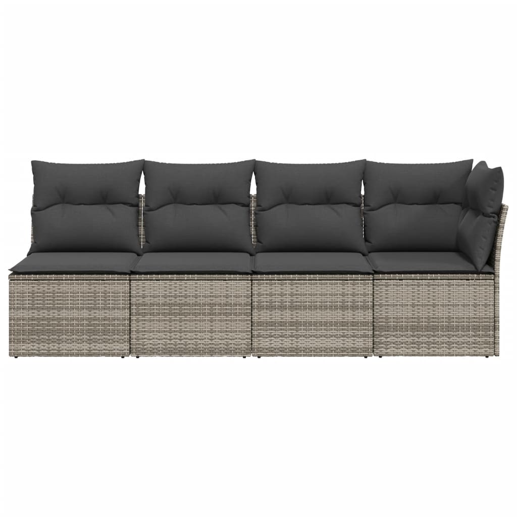 Keturvietė sodo sofa su pagalvėlėmis, pilka, poliratanas - Namų Idėja