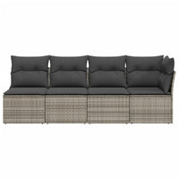 Keturvietė sodo sofa su pagalvėlėmis, pilka, poliratanas - Namų Idėja