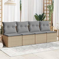 Keturvietė sodo sofa su pagalvėlėmis, smėlio, poliratanas - Namų Idėja
