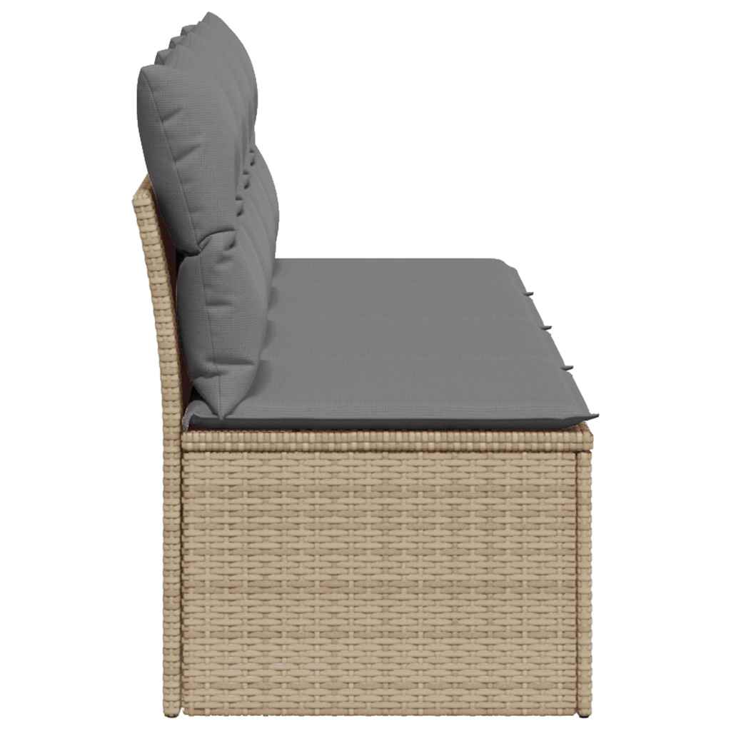 Keturvietė sodo sofa su pagalvėlėmis, smėlio, poliratanas - Namų Idėja