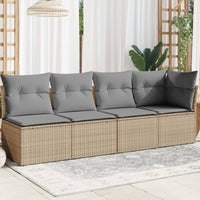 Keturvietė sodo sofa su pagalvėlėmis, smėlio, poliratanas - Namų Idėja