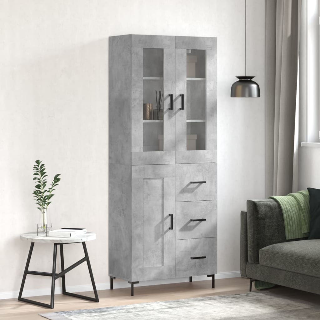 Komoda, betono pilkos spalvos, 69,5x34x180cm, apdirbta mediena - Namų Idėja