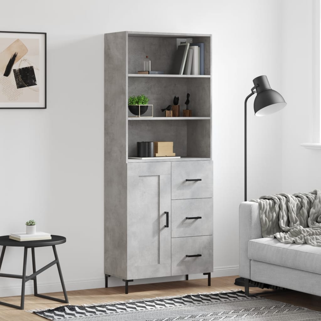 Komoda, betono pilkos spalvos, 69,5x34x180cm, apdirbta mediena - Namų Idėja