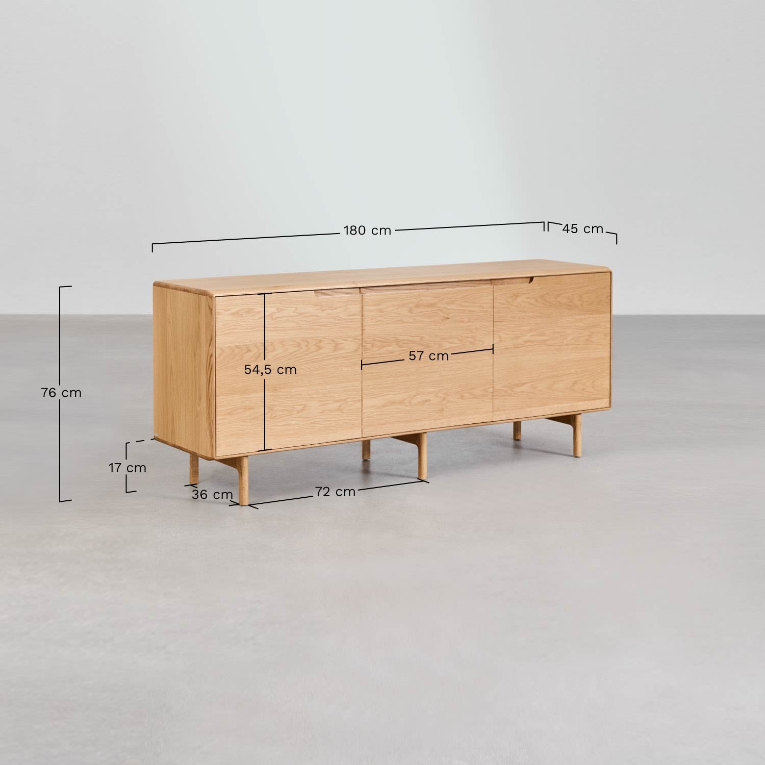 Komoda-bufetas FENUORA 180x45 cm, medžio lukštas