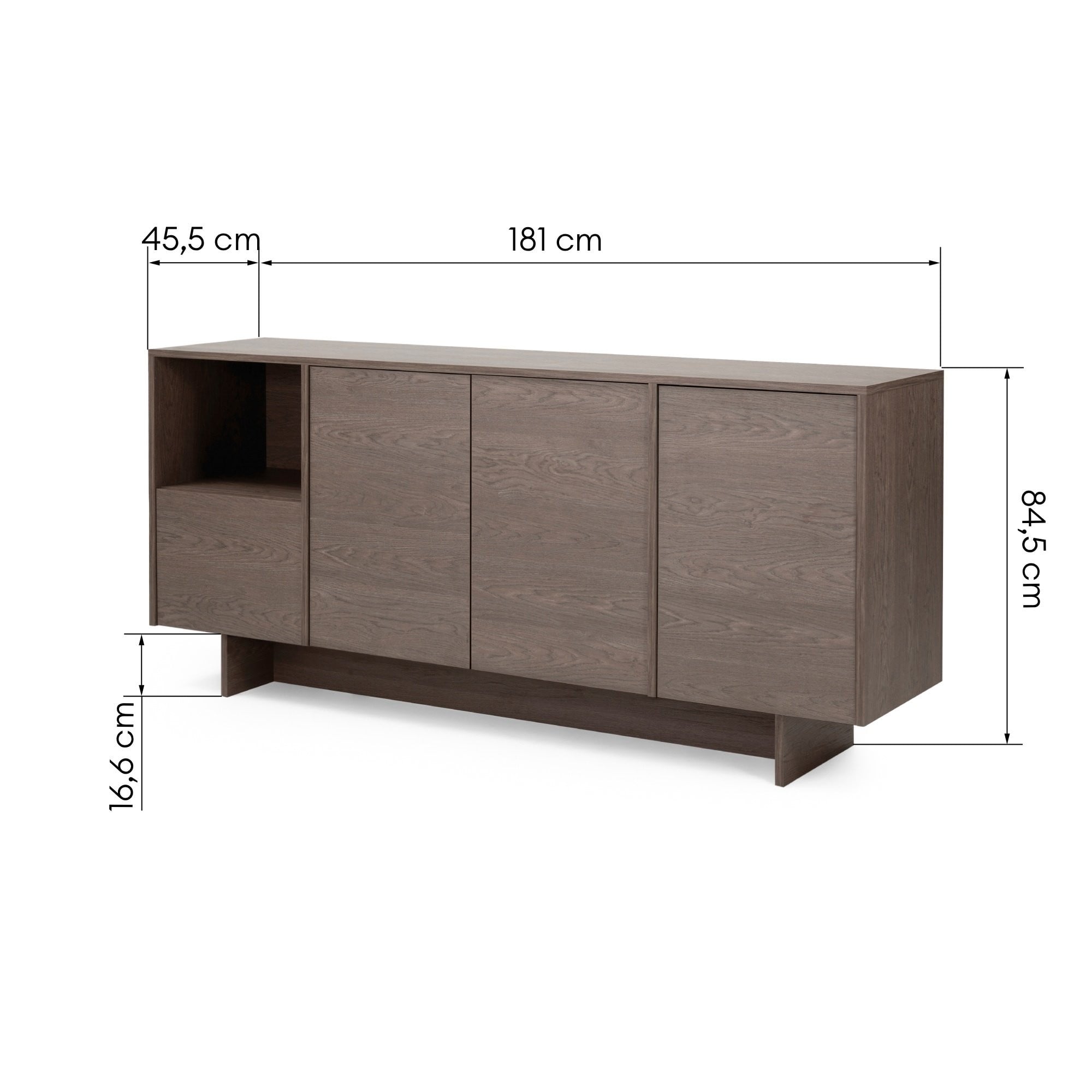 Chest of drawers GOLFE, four doors, Baltic storm oak