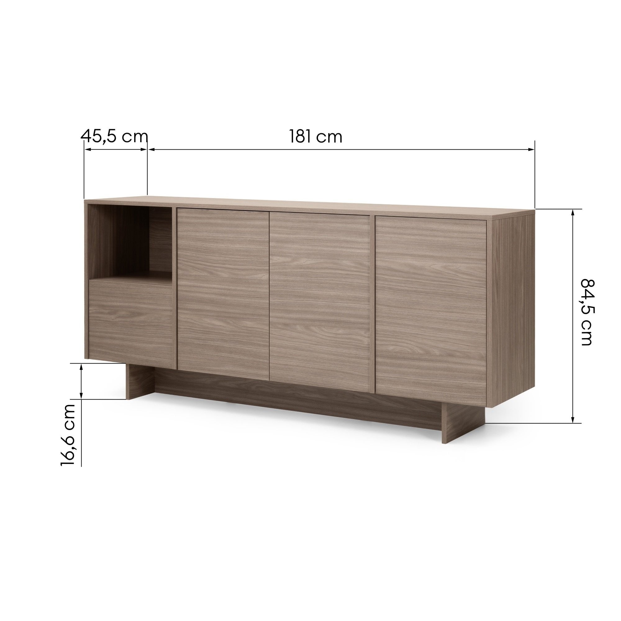 GOLFE Chest of Drawers, four doors, pearl oak