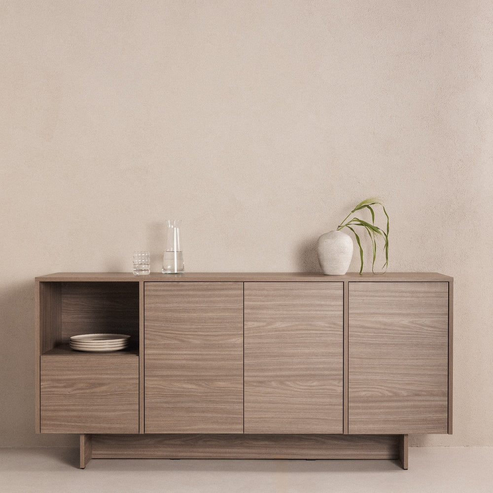 GOLFE Chest of Drawers, four doors, pearl oak