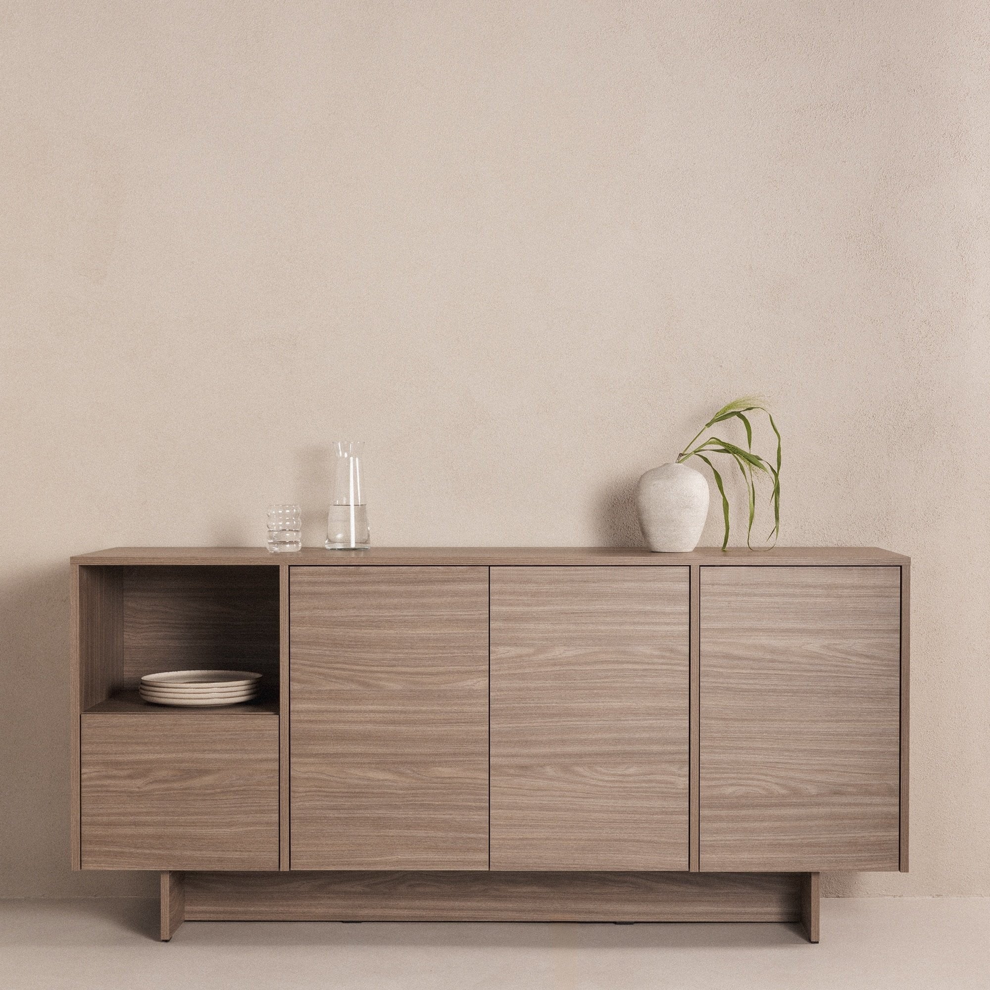 GOLFE Chest of Drawers, four doors, pearl oak