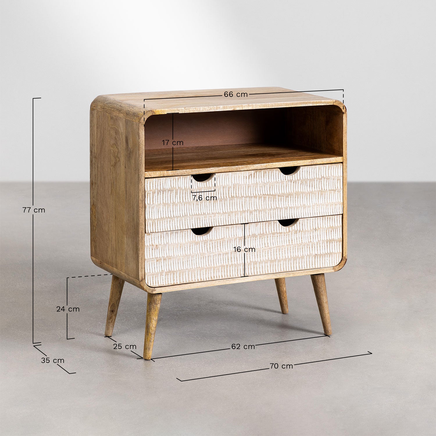 KOREORO chest of drawers, mango wood, 2 drawers