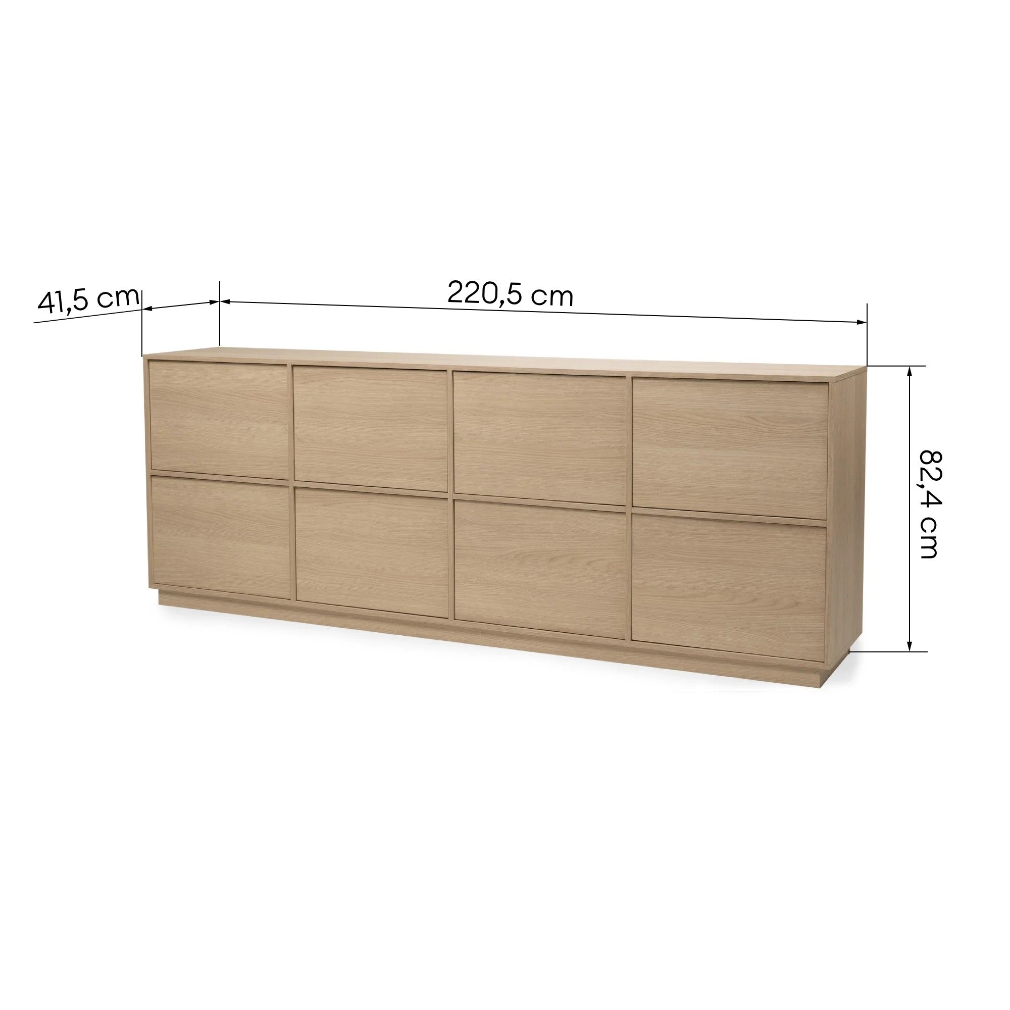 Chest of drawers GENIAL, 8 doors, Lindberg oak, 220 cm