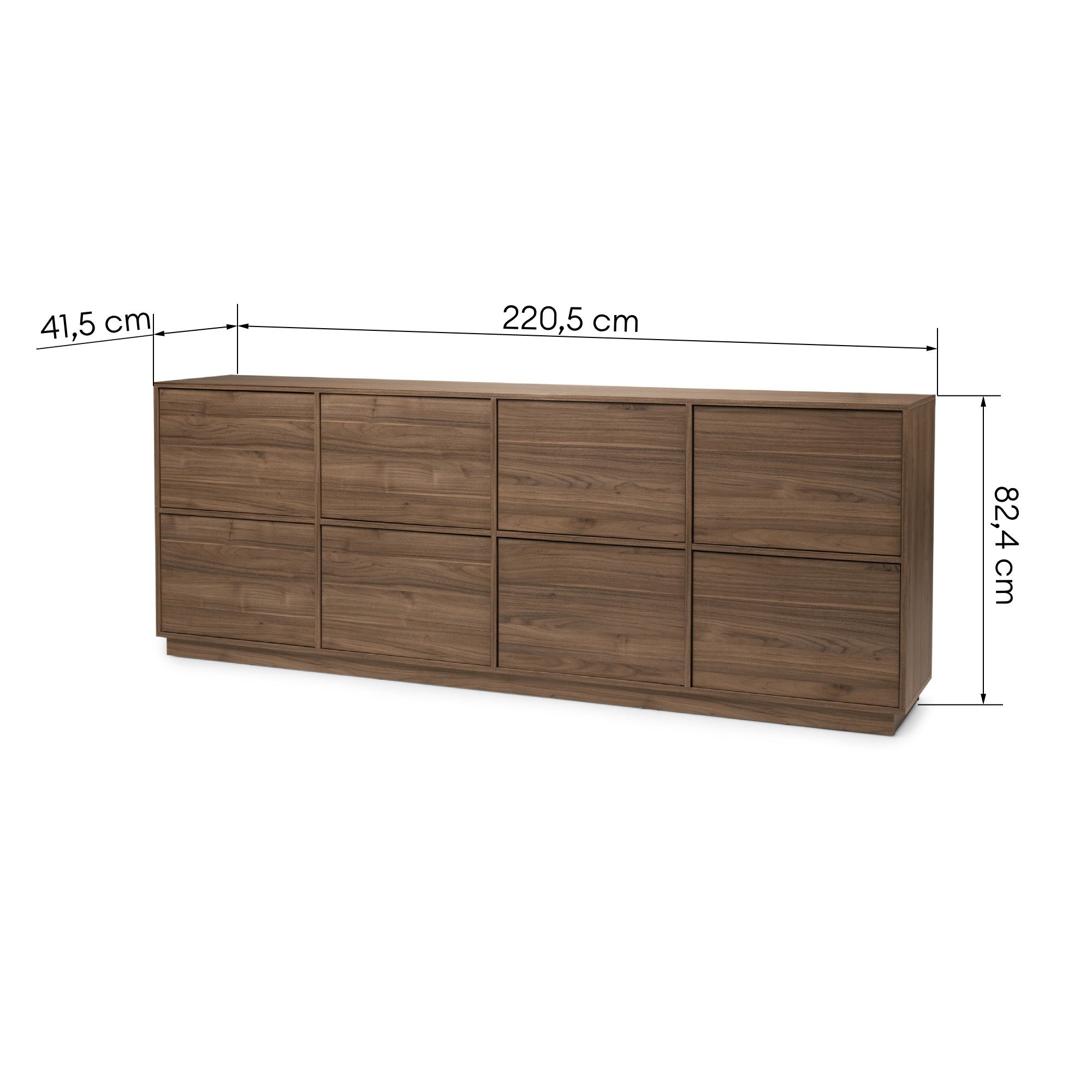 Komoda GENIAL, 8 durys, orehas royal, 220 cm