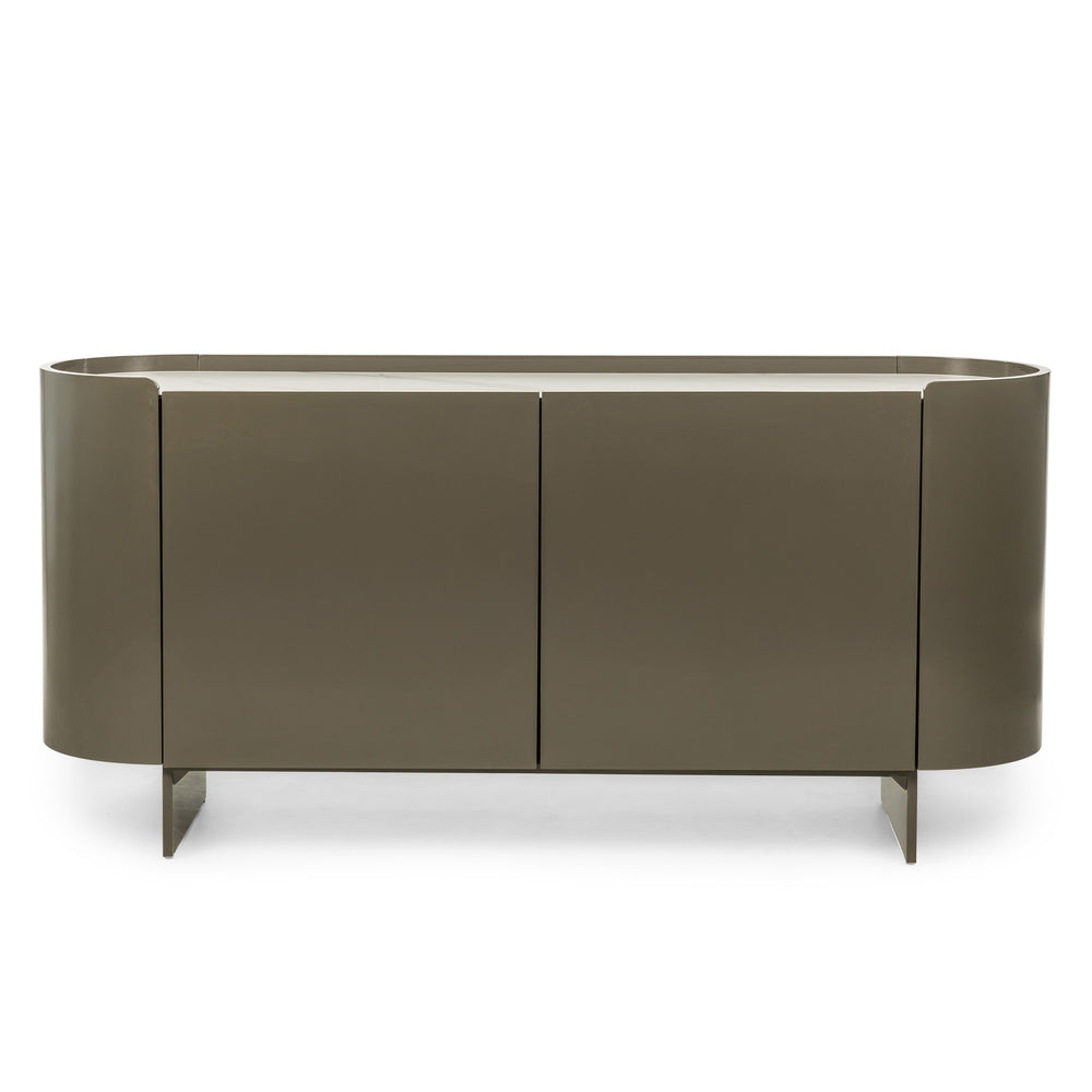 Chest of drawers NORVAL, oval, greenish grey, speckled
