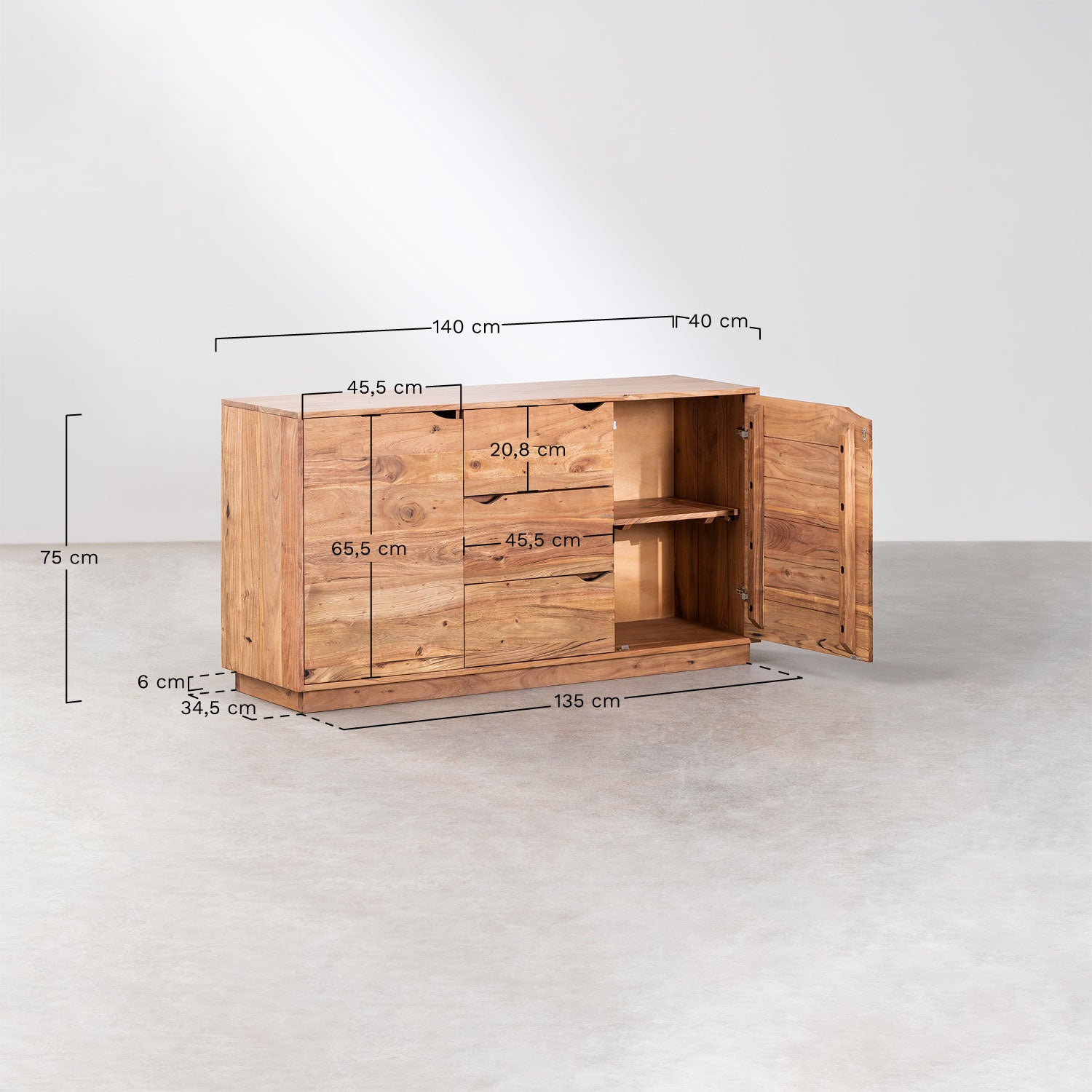TIRVETU chest of drawers, acacia wood