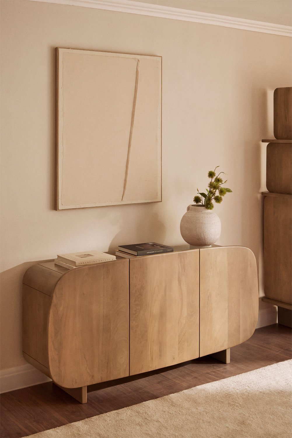 Komoda ABIGAILE, natūrali mango mediena 160x40 cm